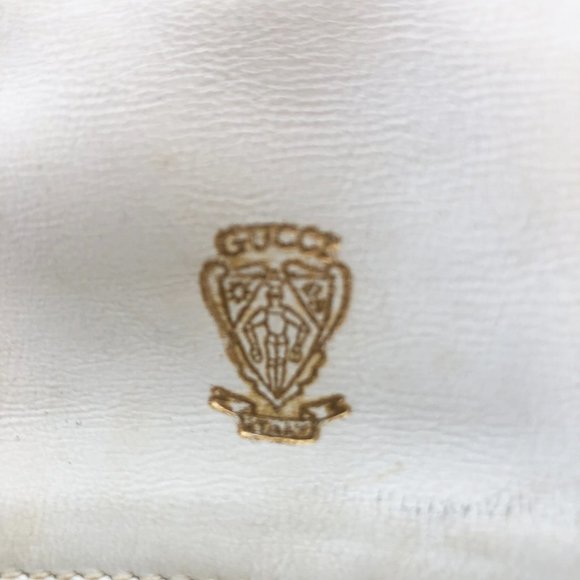 VINTAGE GUCCI WHITE LEATHER BAG HUGE HORSE BIT 60s - Picture 7 of 9